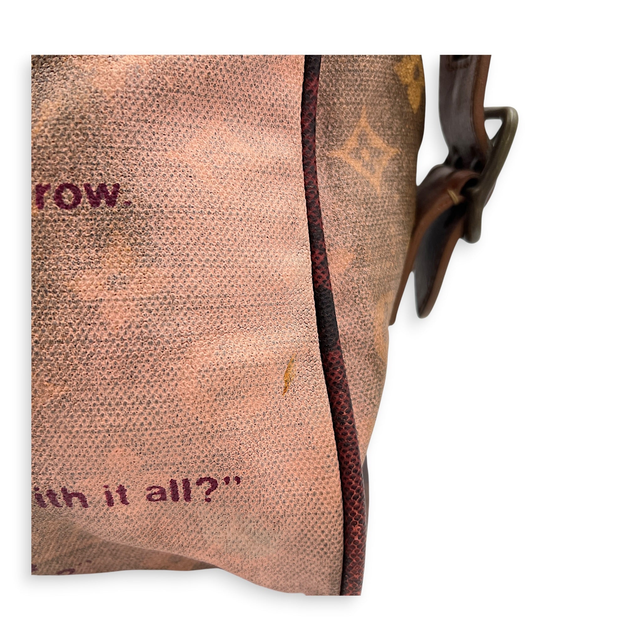 x Richard Prince Graduate Jokes Brown Top Handle Bag in Monogram Coated Canvas, Antique Brass hardware