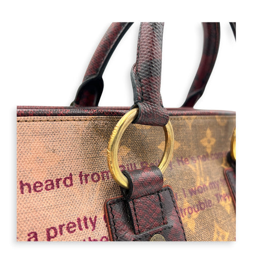 x Richard Prince Graduate Jokes Brown Top Handle Bag in Monogram Coated Canvas, Antique Brass hardware