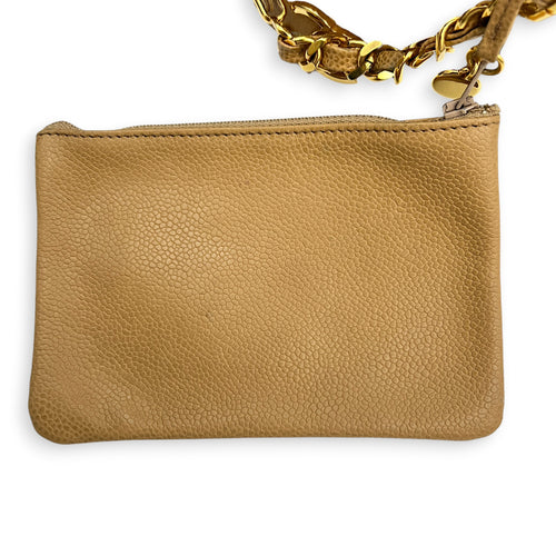 CC Bucket Bag Beige in Caviar Leather, Gold hardware