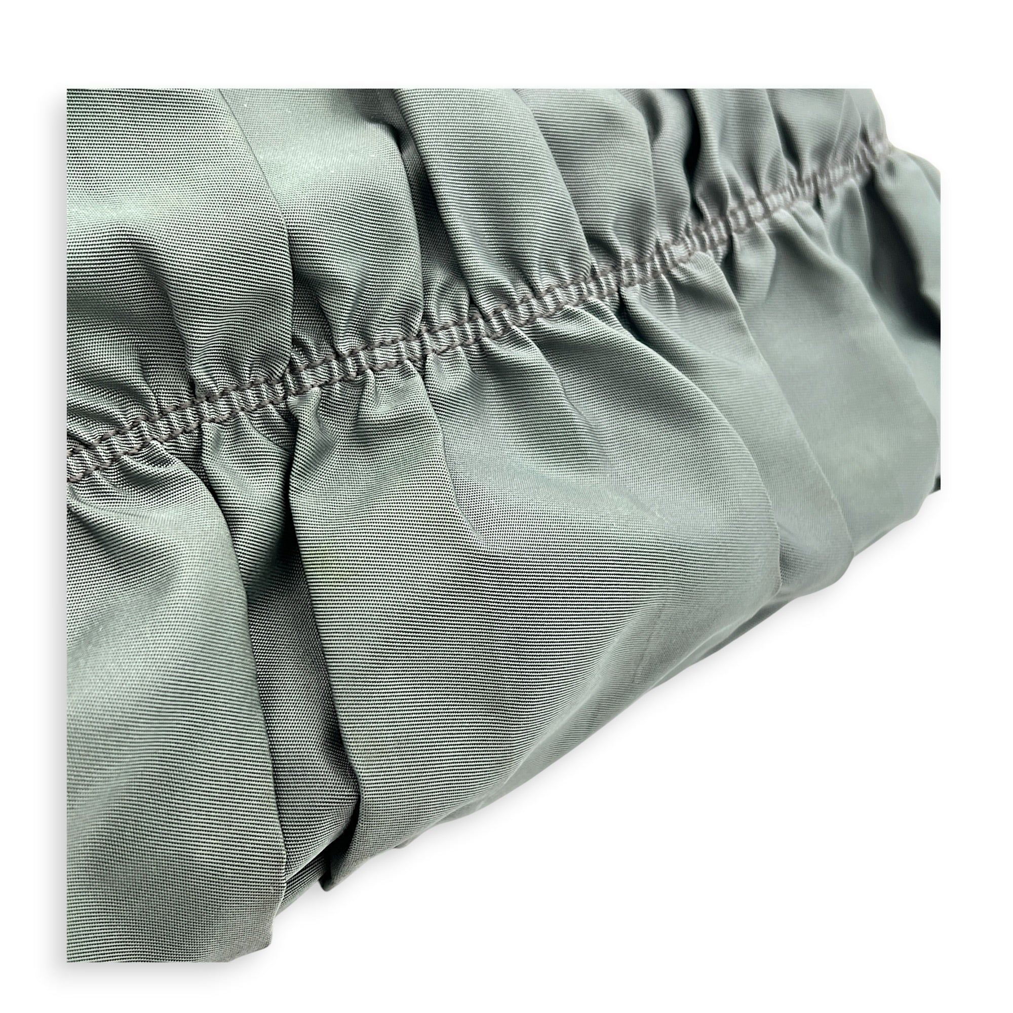 Gaufre Top Handle Bag Military Green in Nylon, Gold hardware
