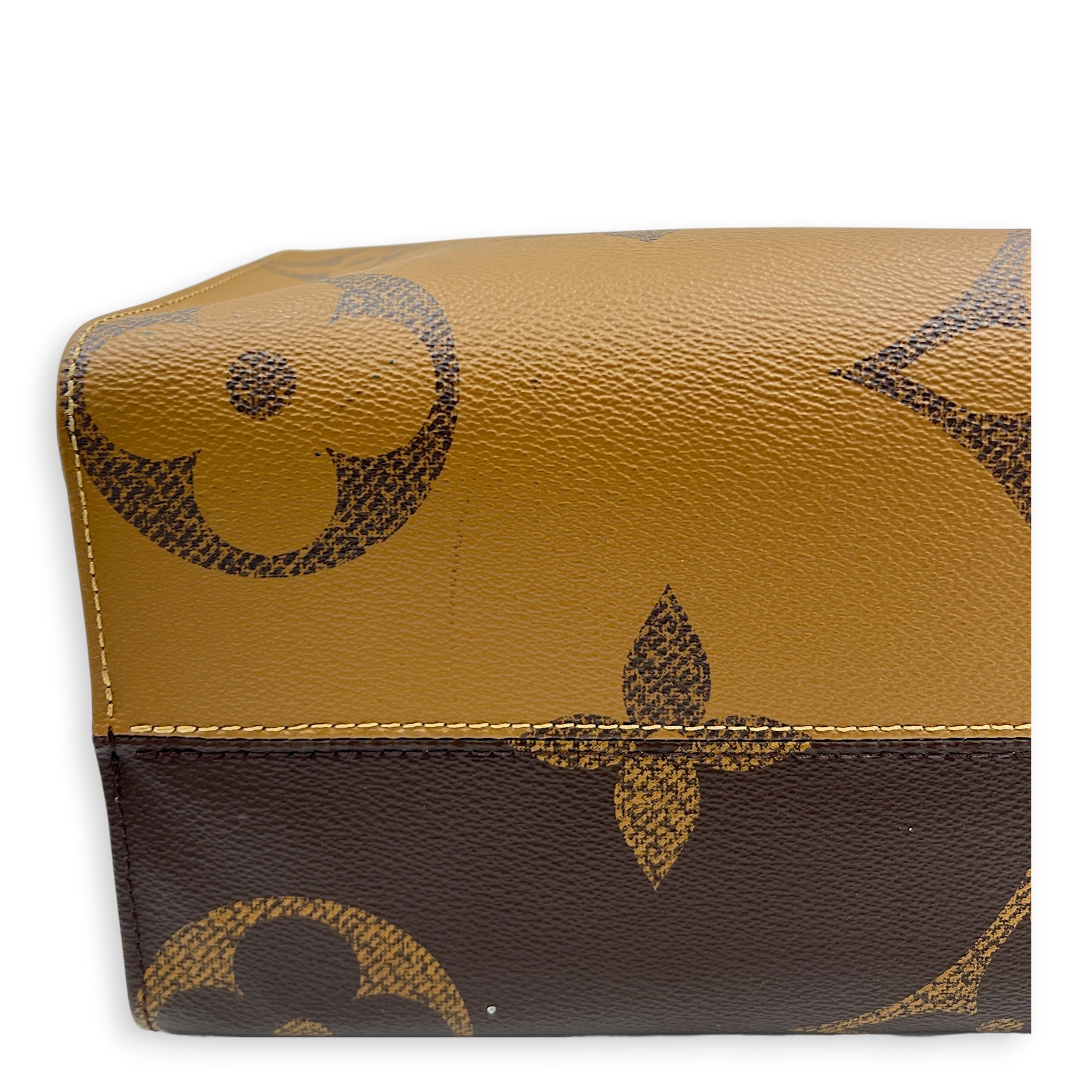 OnTheGo Tote Bag MM Brown in Monogram Coated Canvas, Gold hardware
