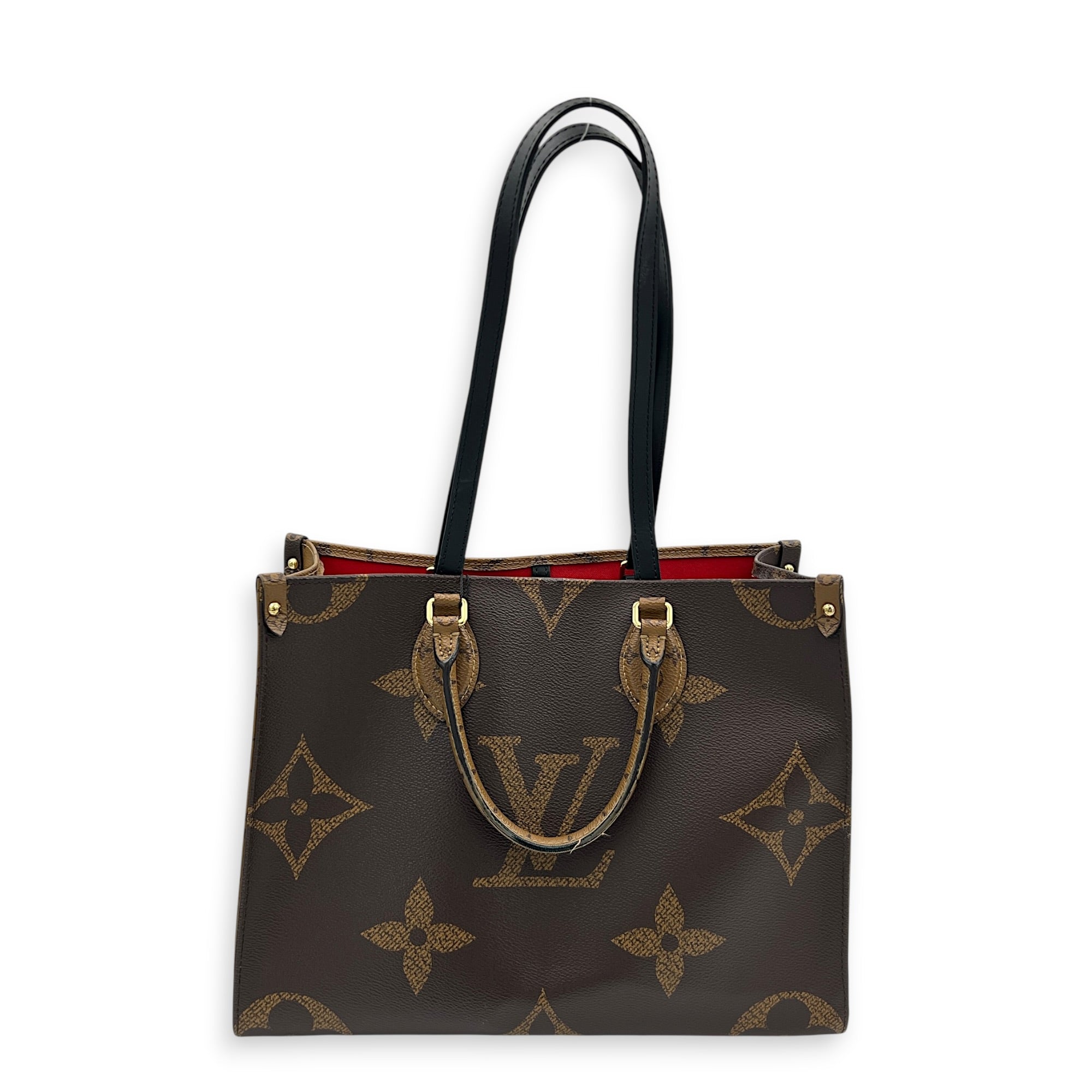 OnTheGo Tote Bag MM Brown in Monogram Coated Canvas, Gold hardware