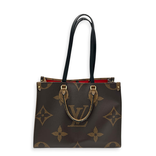 OnTheGo Tote Bag MM Brown in Monogram Coated Canvas, Gold hardware