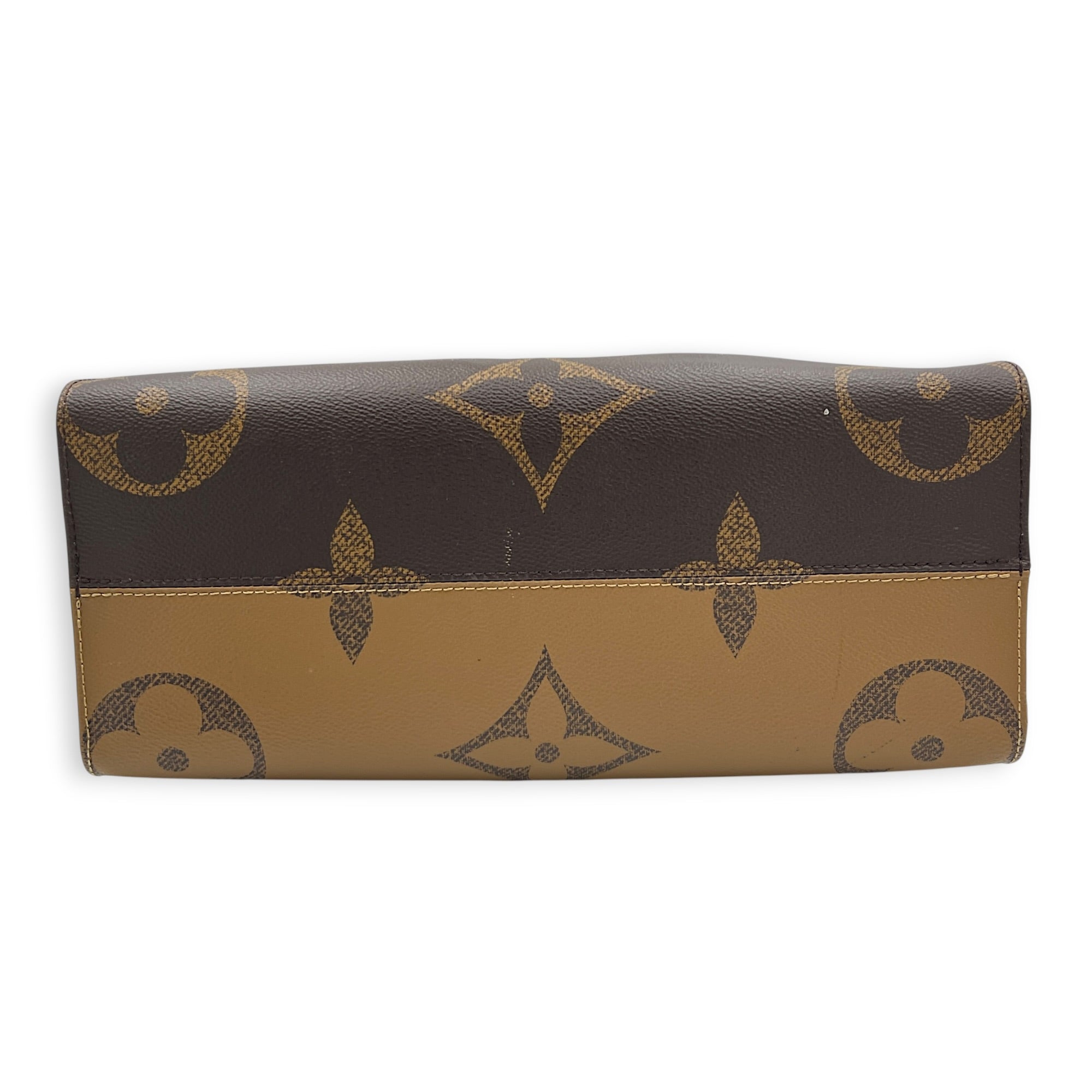 OnTheGo Tote Bag MM Brown in Monogram Coated Canvas, Gold hardware
