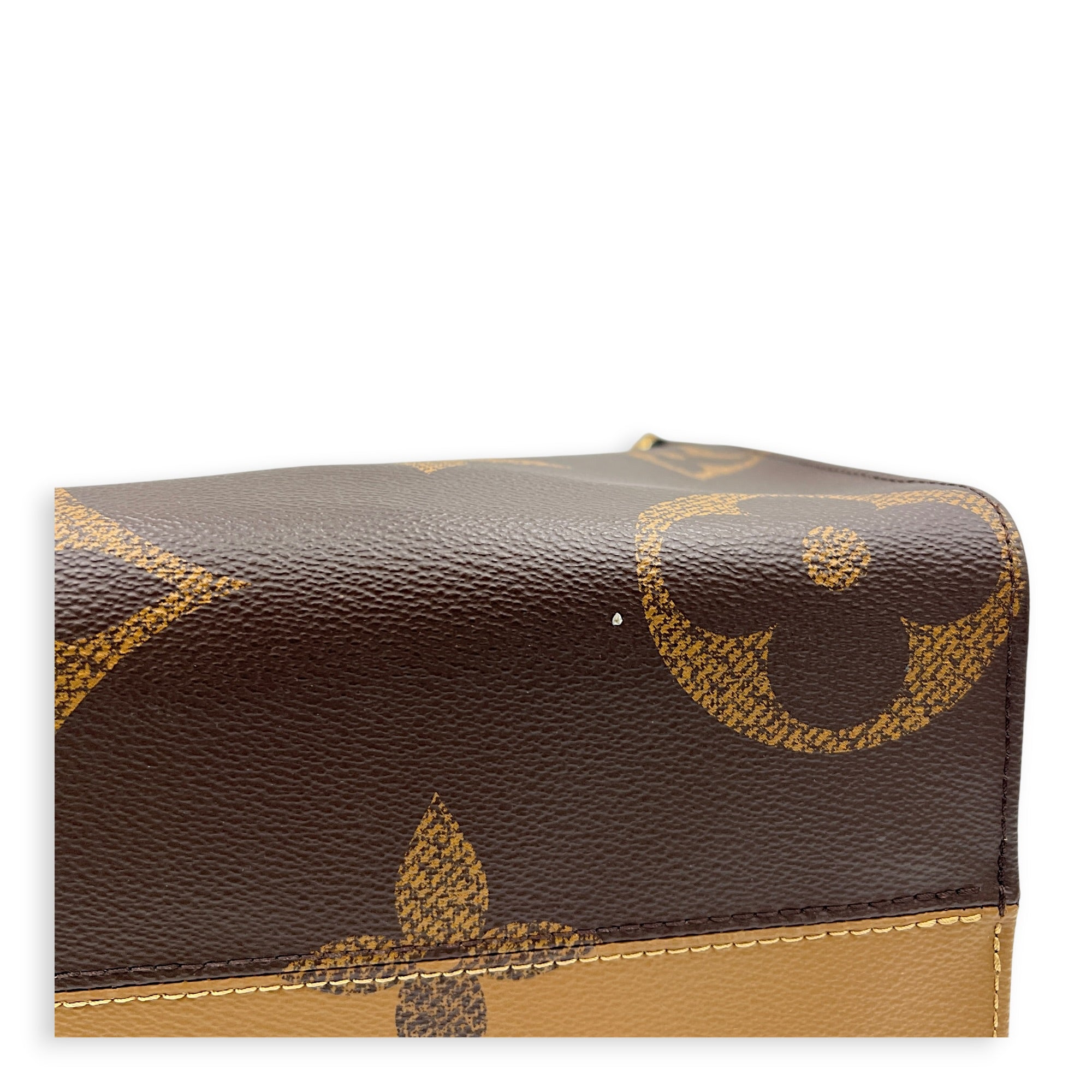 OnTheGo Tote Bag MM Brown in Monogram Coated Canvas, Gold hardware
