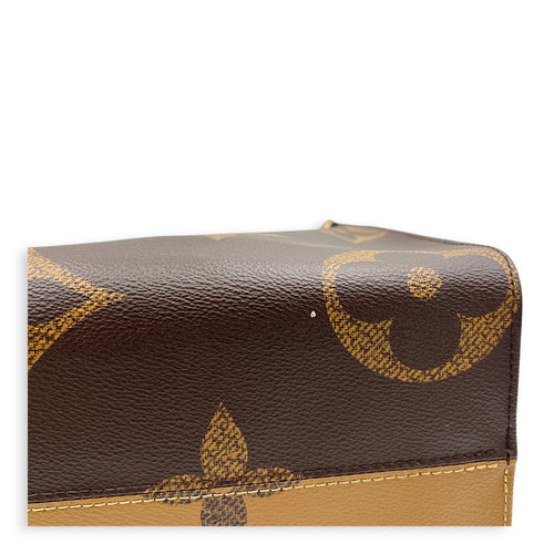 OnTheGo Tote Bag MM Brown in Monogram Coated Canvas, Gold hardware