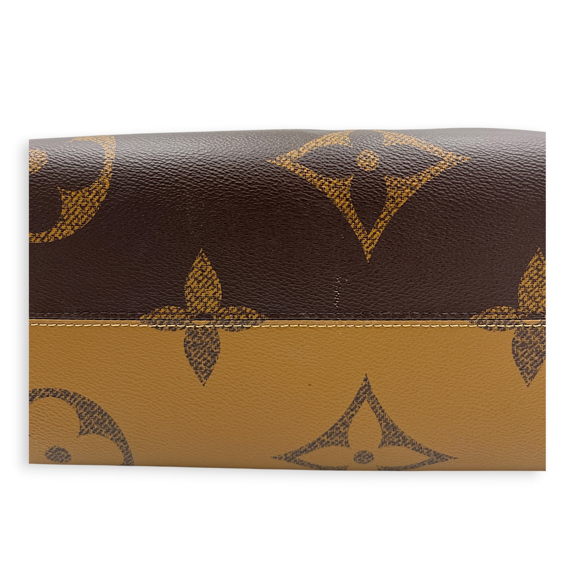 OnTheGo Tote Bag MM Brown in Monogram Coated Canvas, Gold hardware