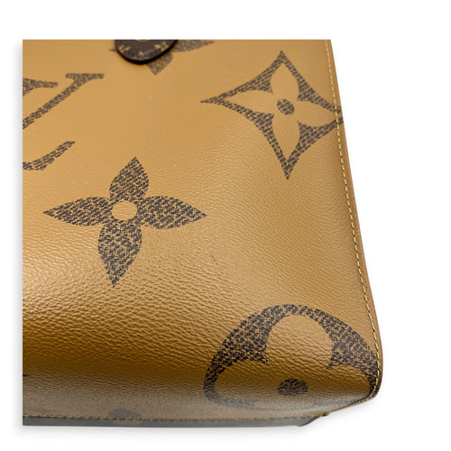 OnTheGo Tote Bag MM Brown in Monogram Coated Canvas, Gold hardware