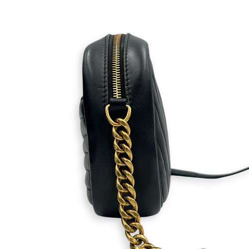 New Wave Crossbody Bag Noir in Calfskin, Gold hardware