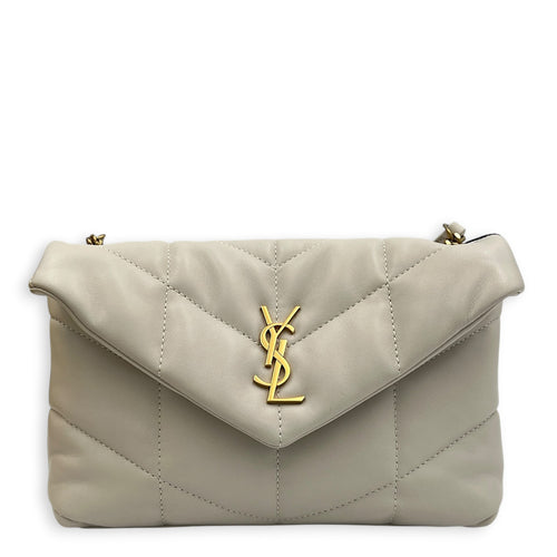 Puffer Shoulder Bag Toy Crème in Lambskin, Gold hardware