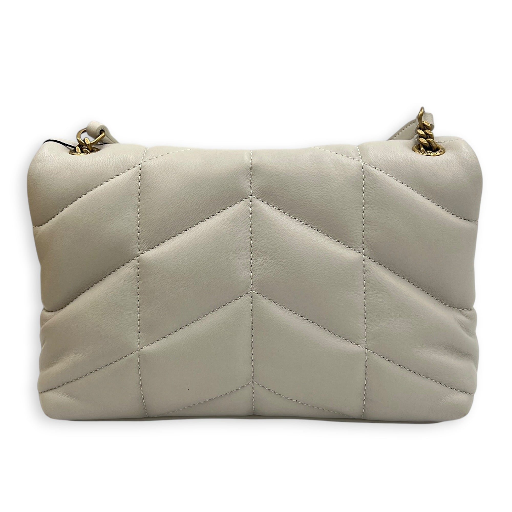Puffer Shoulder Bag Toy Crème in Lambskin, Gold hardware