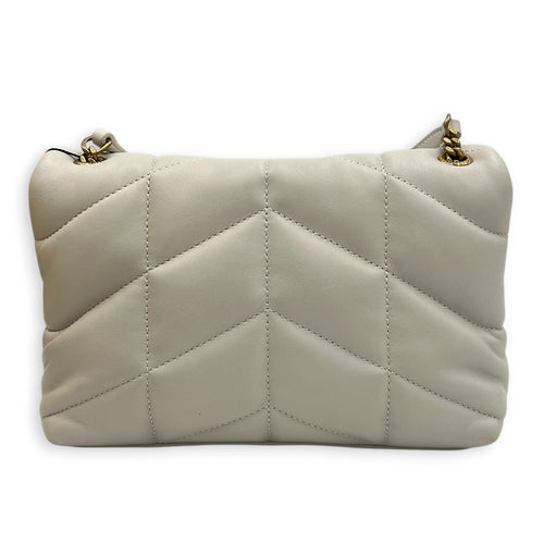 Puffer Shoulder Bag Toy Crème in Lambskin, Gold hardware