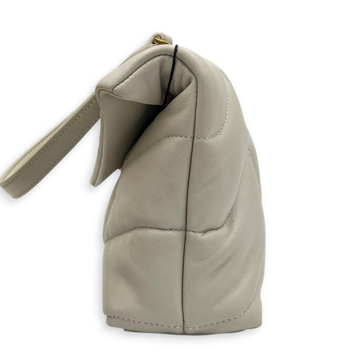 Puffer Shoulder Bag Toy Crème in Lambskin, Gold hardware
