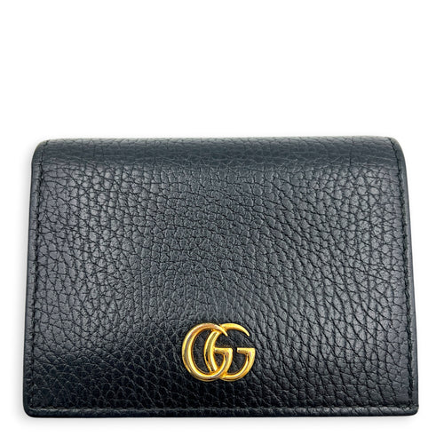 GG Marmont Card Holder Nero in Calfskin, Gold hardware
