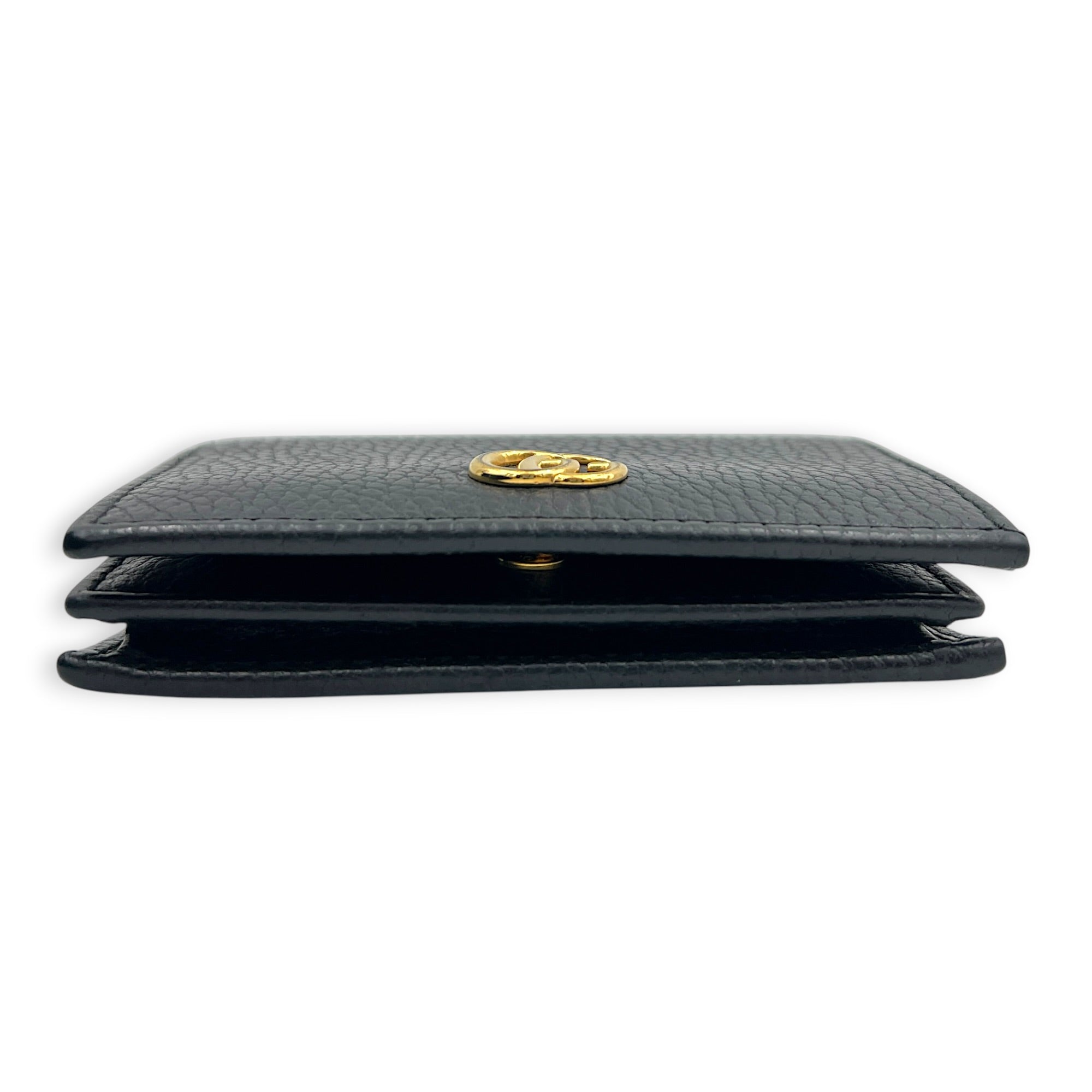 GG Marmont Card Holder Nero in Calfskin, Gold hardware