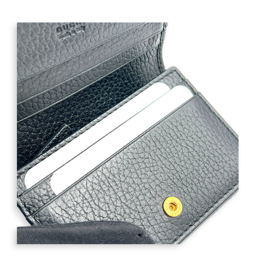 GG Marmont Card Holder Nero in Calfskin, Gold hardware