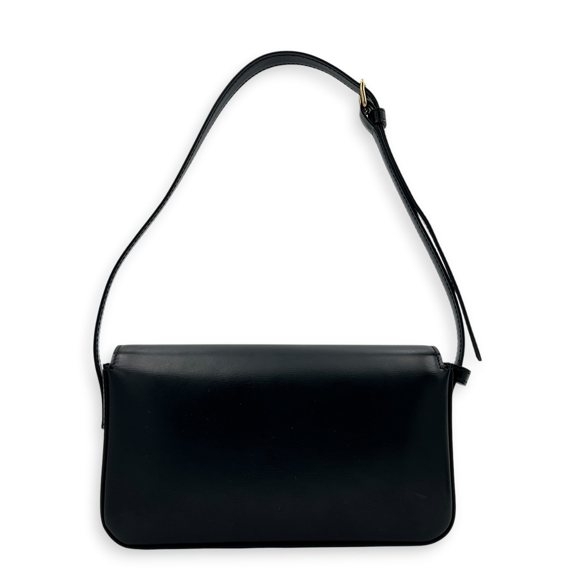 Triomphe Shoulder Bag Claude Black in Box Calfskin, Gold hardware