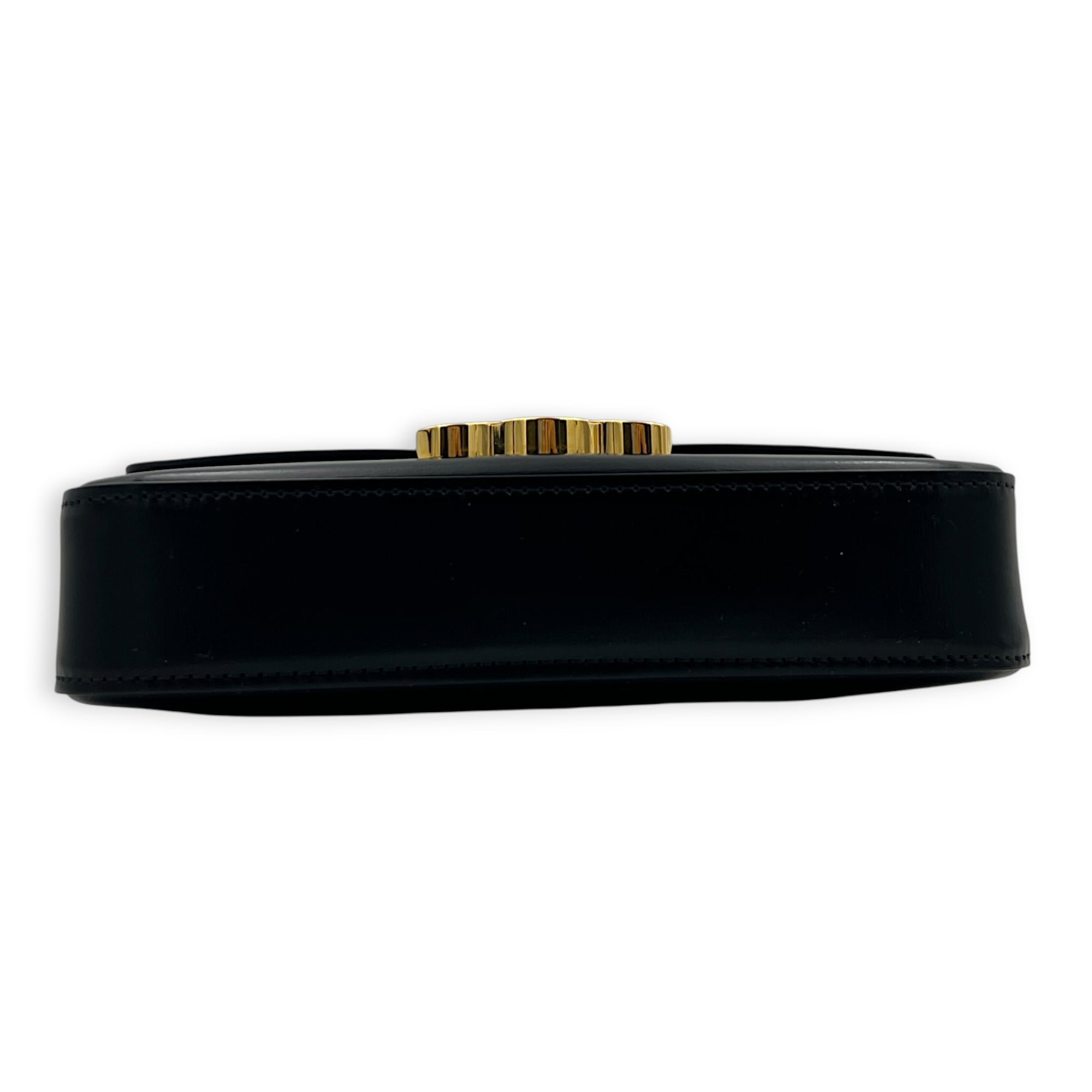 Triomphe Shoulder Bag Claude Black in Box Calfskin, Gold hardware
