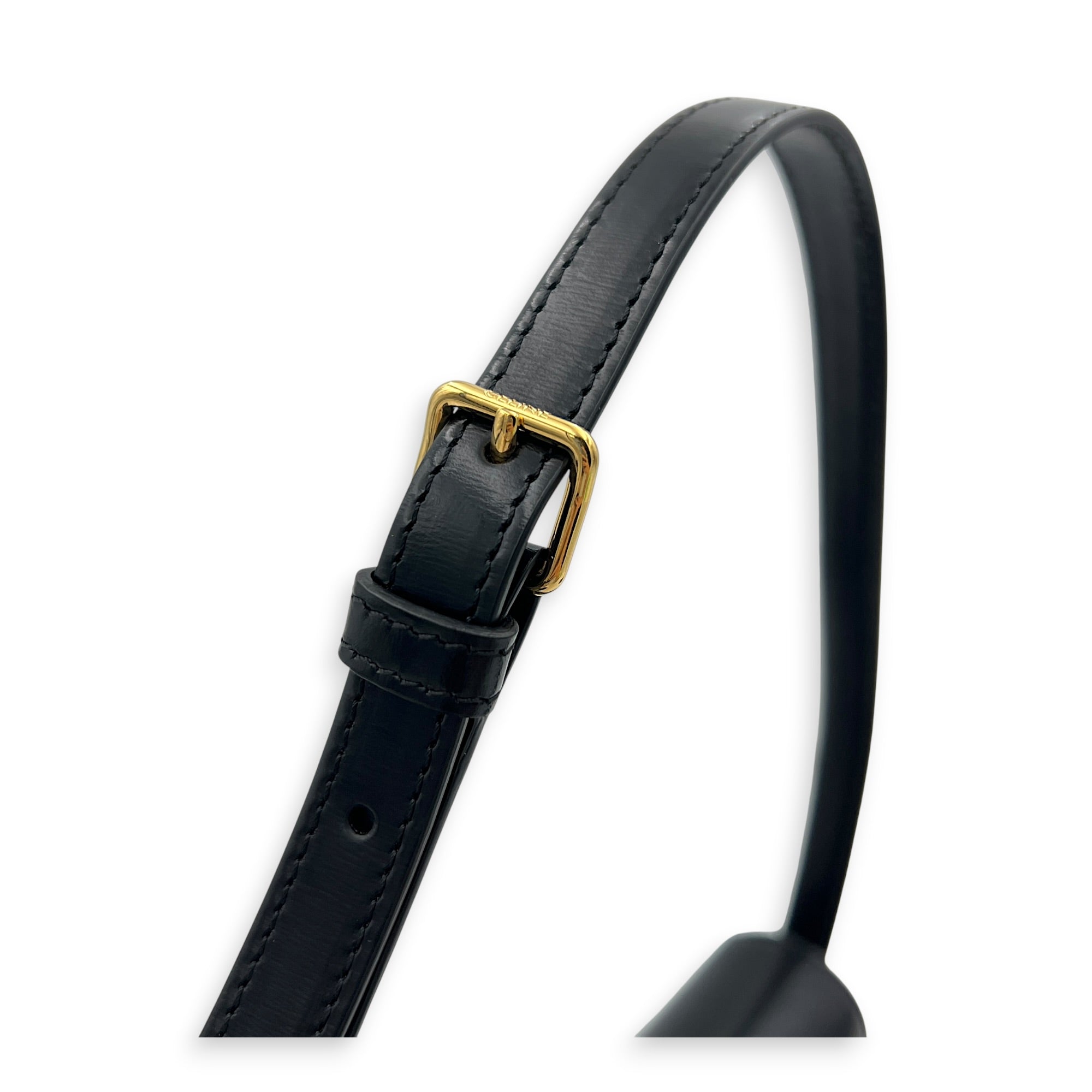 Triomphe Shoulder Bag Claude Black in Box Calfskin, Gold hardware