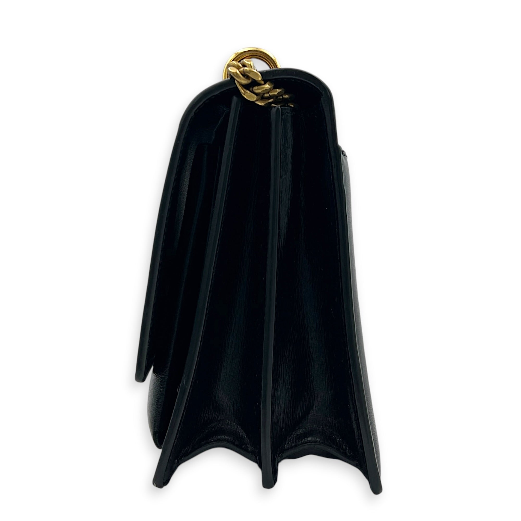 Cassandre Shoulder Bag Noir in Calfskin, Gold hardware