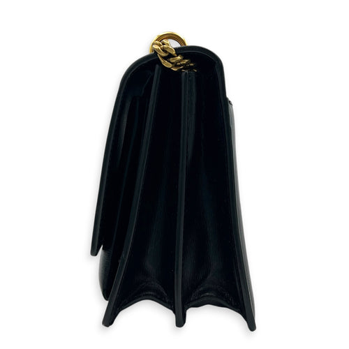 Cassandre Shoulder Bag Noir in Calfskin, Gold hardware