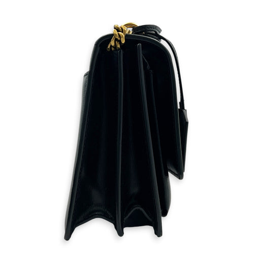 Cassandre Shoulder Bag Noir in Calfskin, Gold hardware