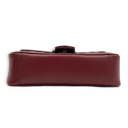 GG Marmont Shoulder Bag Small Hibiscus Red in Calfskin, Gold hardware
