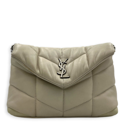 Loulou Crème Vintage Shoulder Bag in Lambskin, Silver hardware