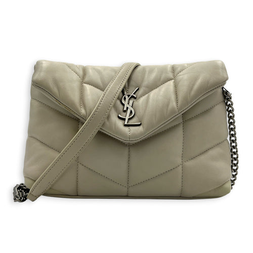 Loulou Crème Vintage Shoulder Bag in Lambskin, Silver hardware
