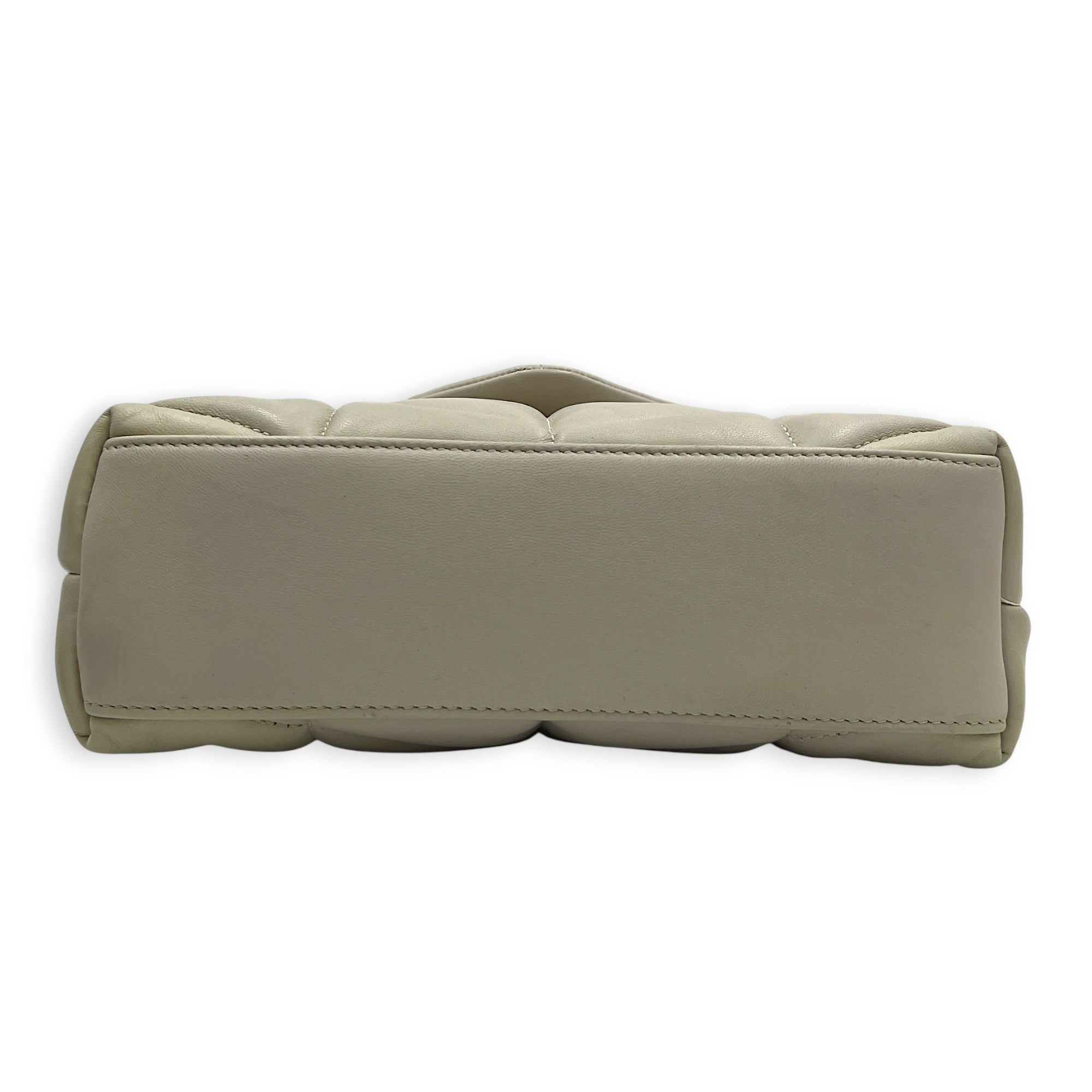 Loulou Crème Vintage Shoulder Bag in Lambskin, Silver hardware