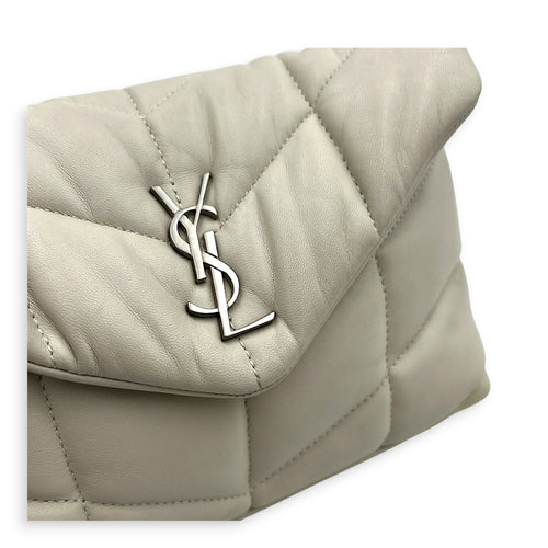 Loulou Crème Vintage Shoulder Bag in Lambskin, Silver hardware