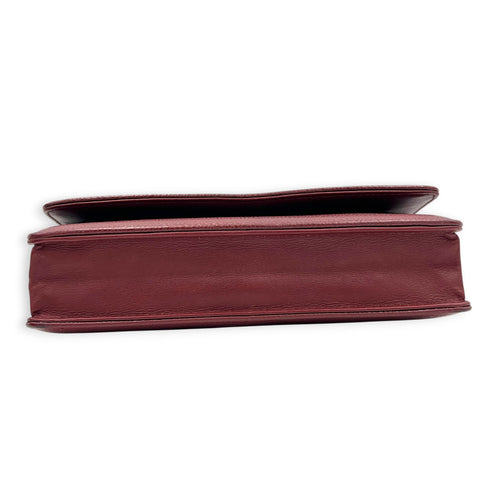CC Wallet On Chain Red in Caviar Leather, Silver hardware
