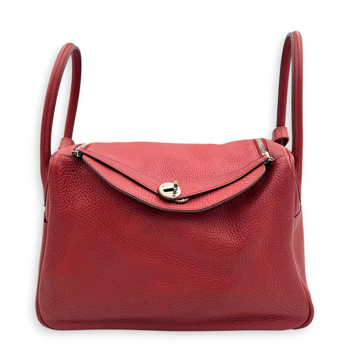 Lindy 34 Rouge Casaque Shoulder Bag in Clemence, Palladium hardware