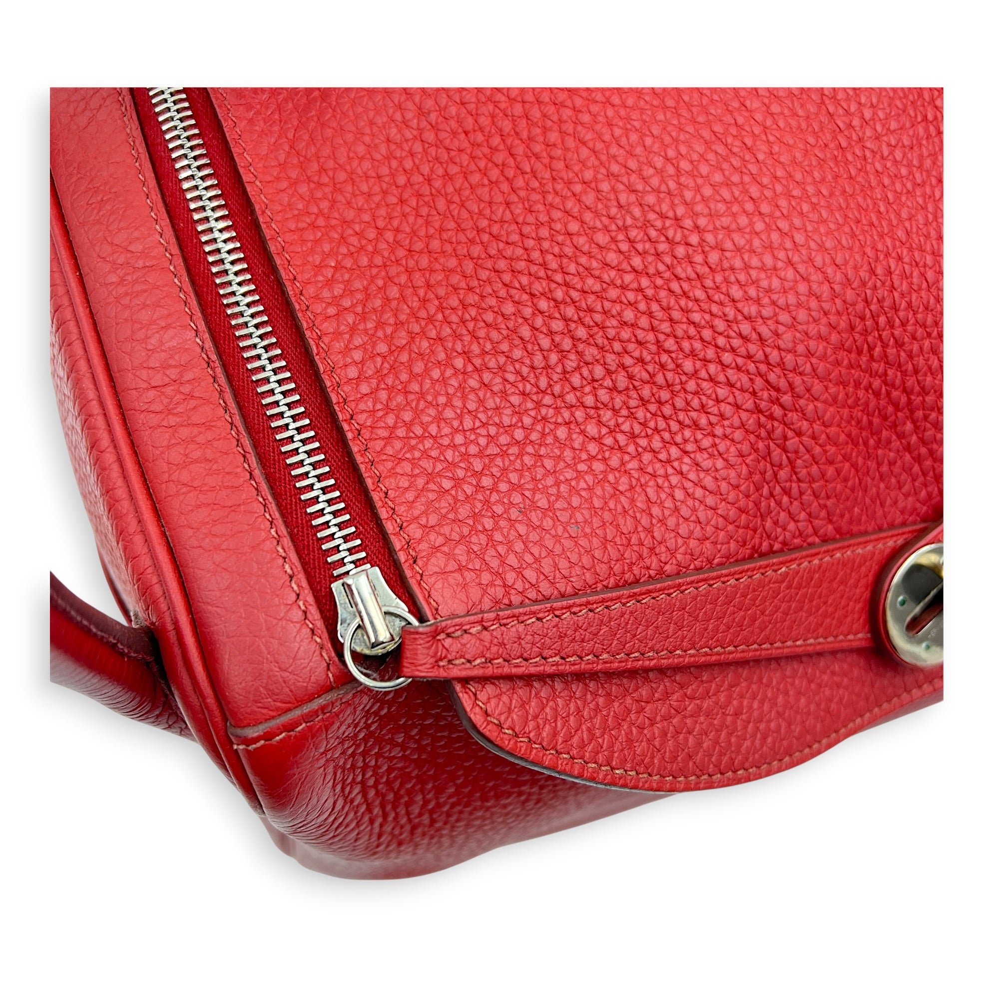 Lindy 34 Rouge Casaque Shoulder Bag in Clemence, Palladium hardware
