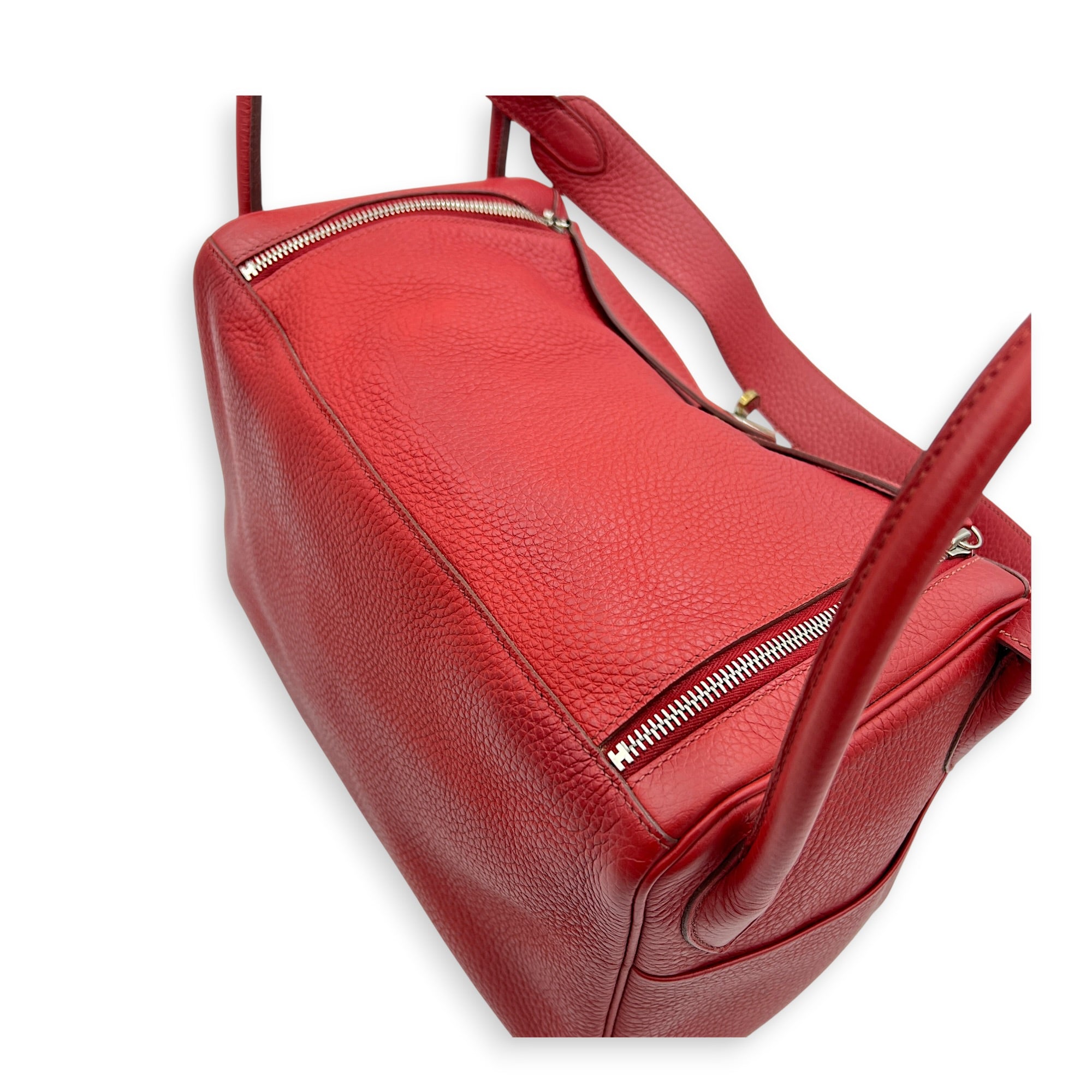 Lindy 34 Rouge Casaque Shoulder Bag in Clemence, Palladium hardware