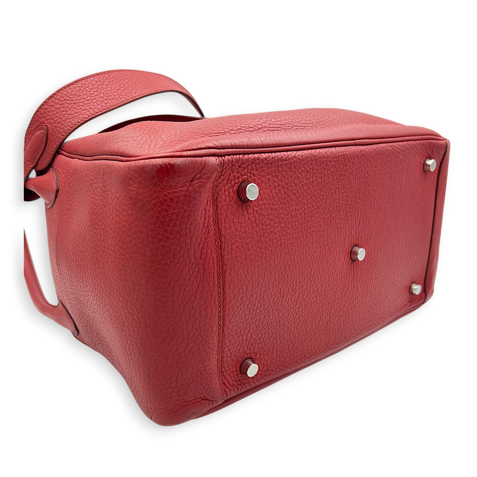Lindy 34 Rouge Casaque Shoulder Bag in Clemence, Palladium hardware