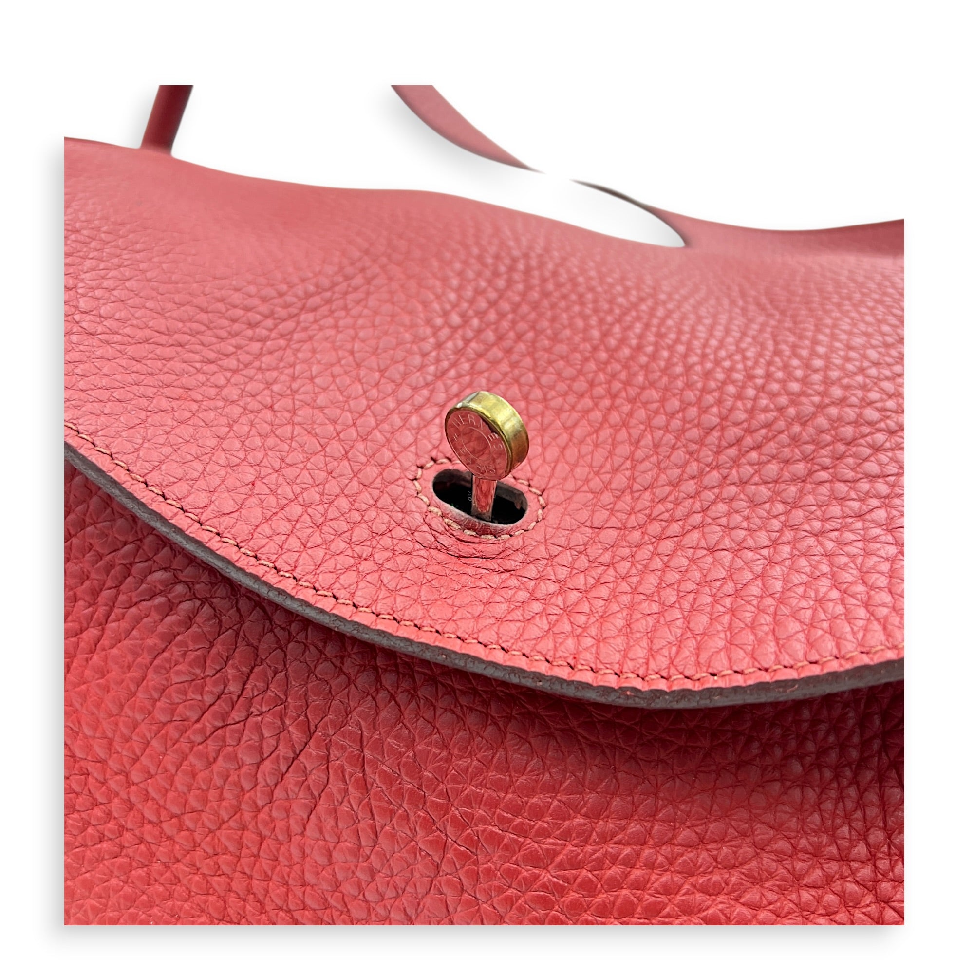 Lindy 34 Rouge Casaque Shoulder Bag in Clemence, Palladium hardware