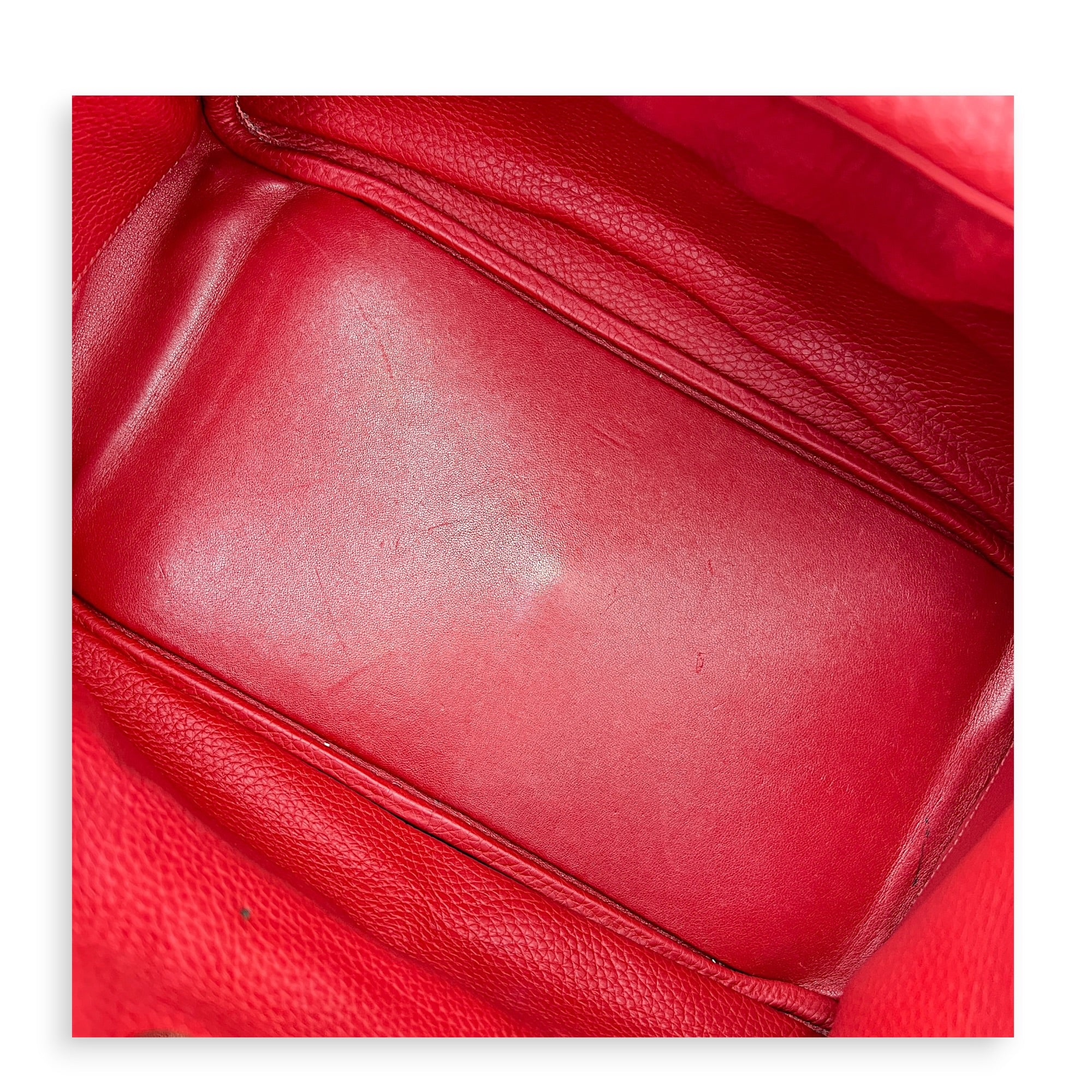 Lindy 34 Rouge Casaque Shoulder Bag in Clemence, Palladium hardware