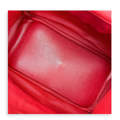 Lindy 34 Rouge Casaque Shoulder Bag in Clemence, Palladium hardware