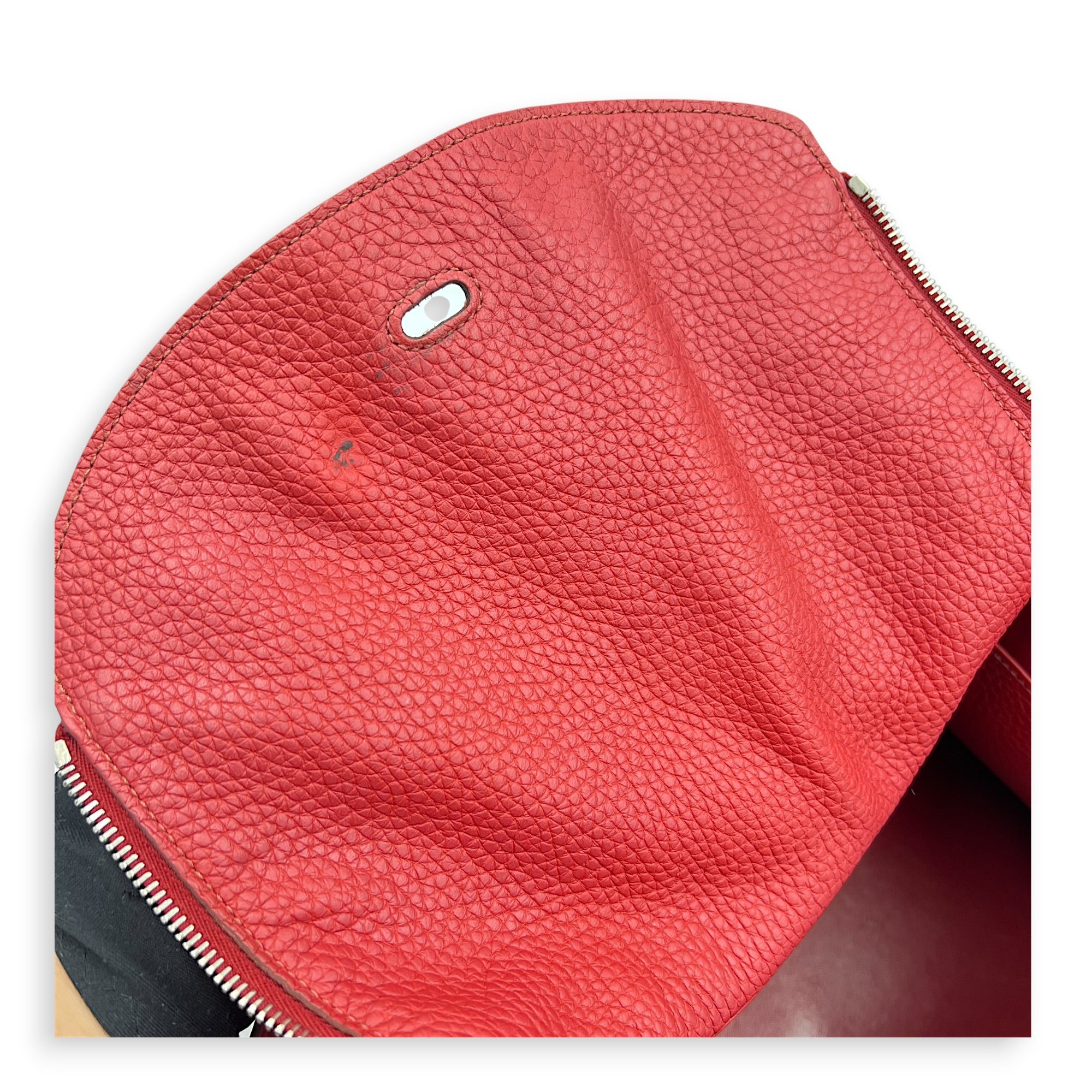 Lindy 34 Rouge Casaque Shoulder Bag in Clemence, Palladium hardware