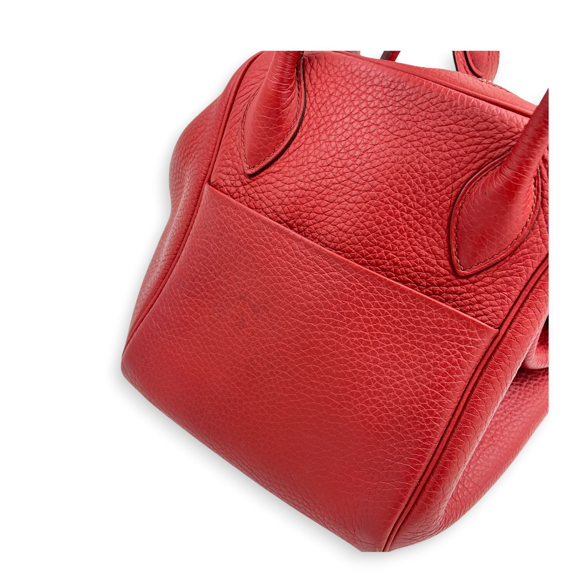 Lindy 34 Rouge Casaque Shoulder Bag in Clemence, Palladium hardware