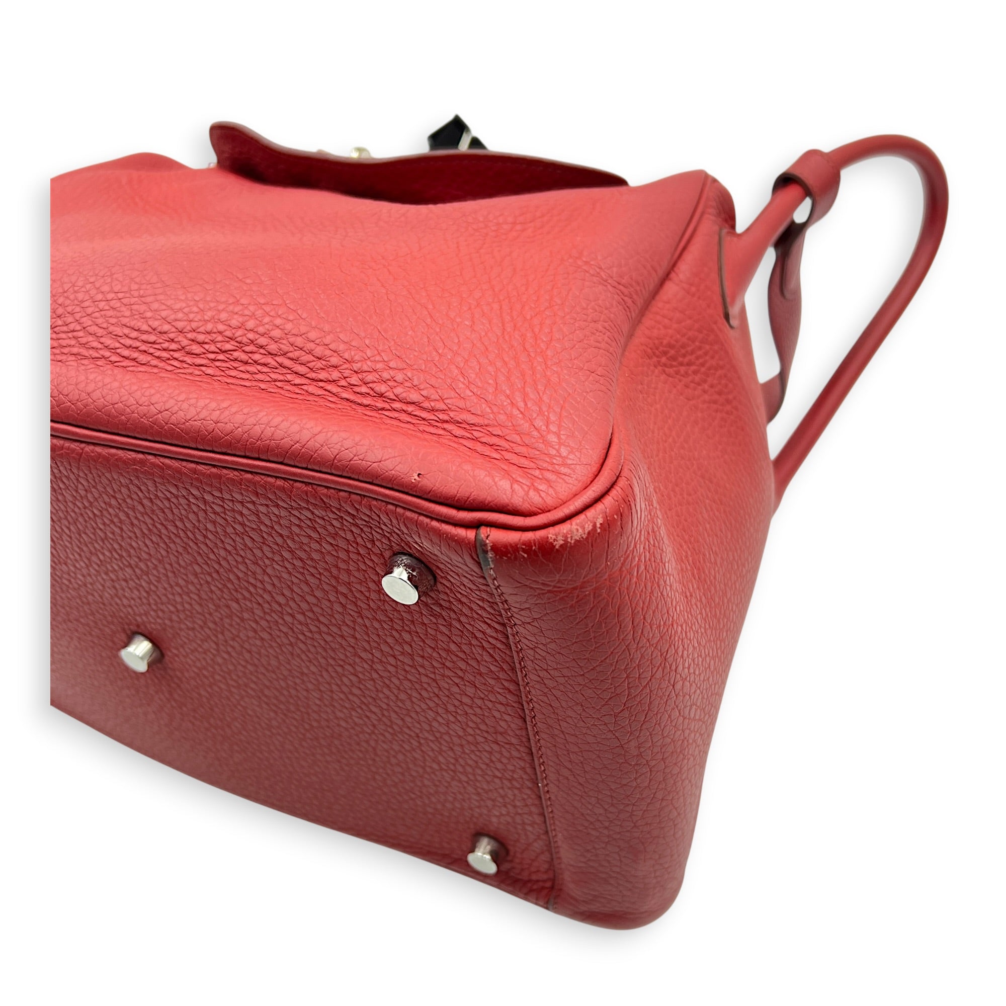Lindy 34 Rouge Casaque Shoulder Bag in Clemence, Palladium hardware