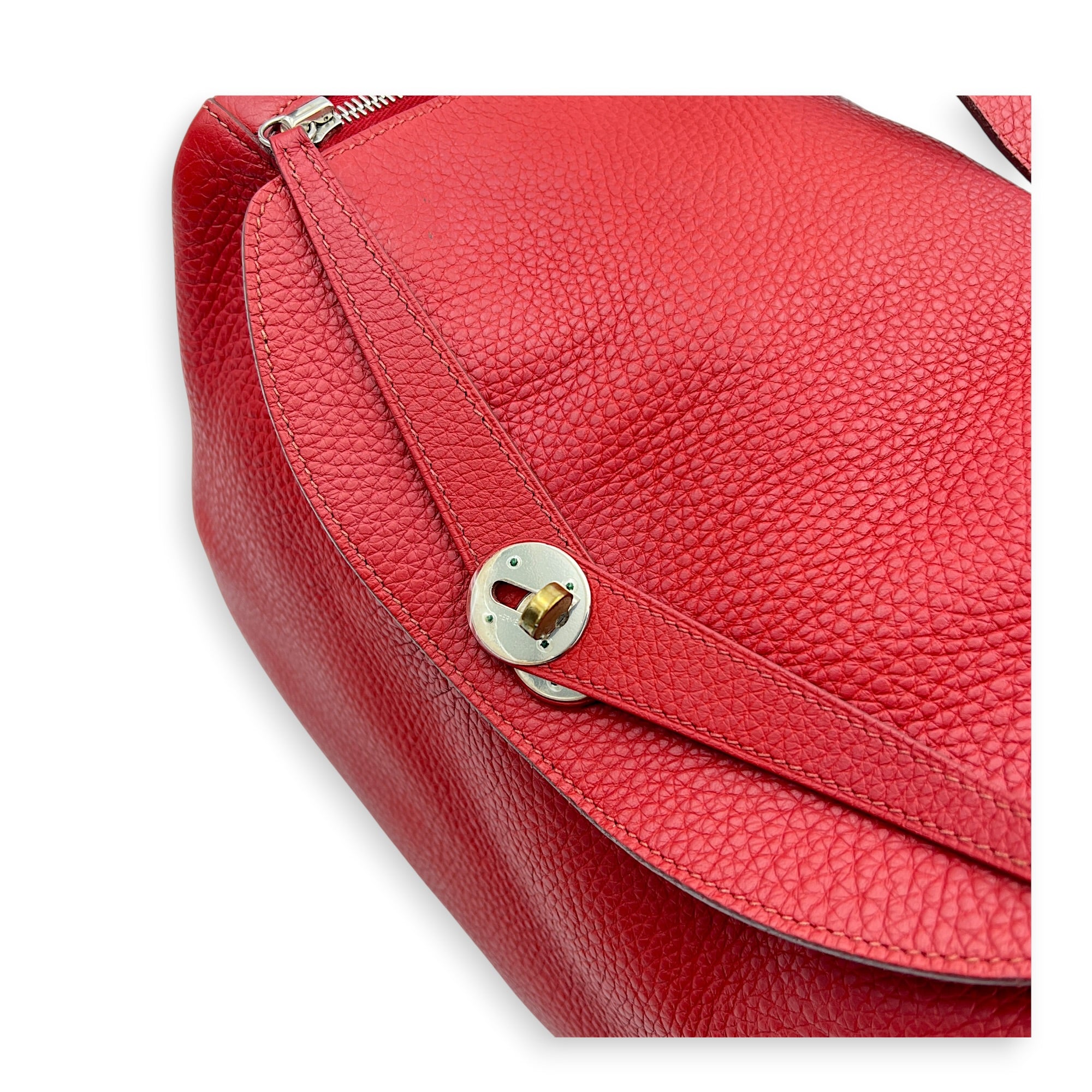 Lindy 34 Rouge Casaque Shoulder Bag in Clemence, Palladium hardware