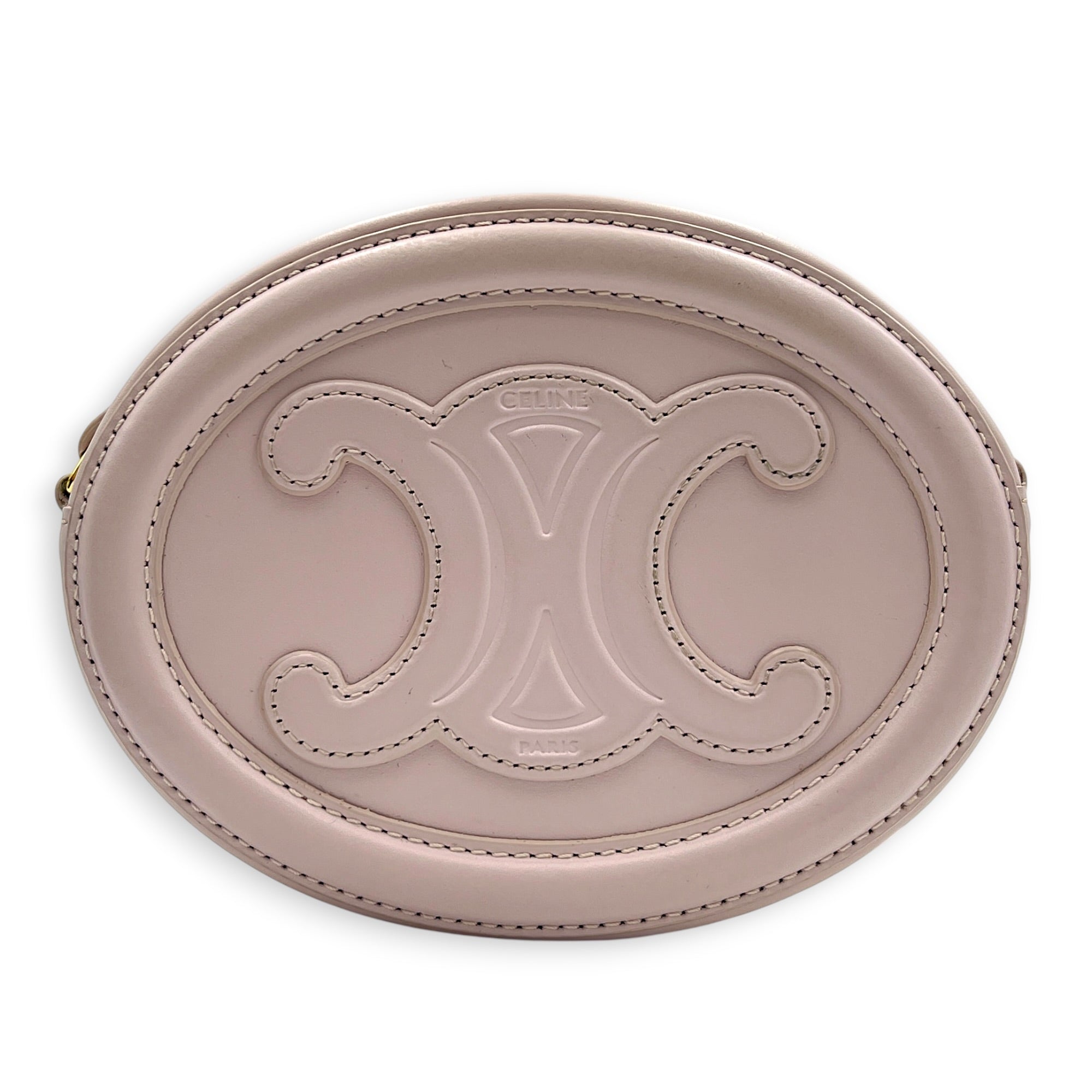 Triomphe Crossbody Bag Pink in Calfskin, Gold hardware