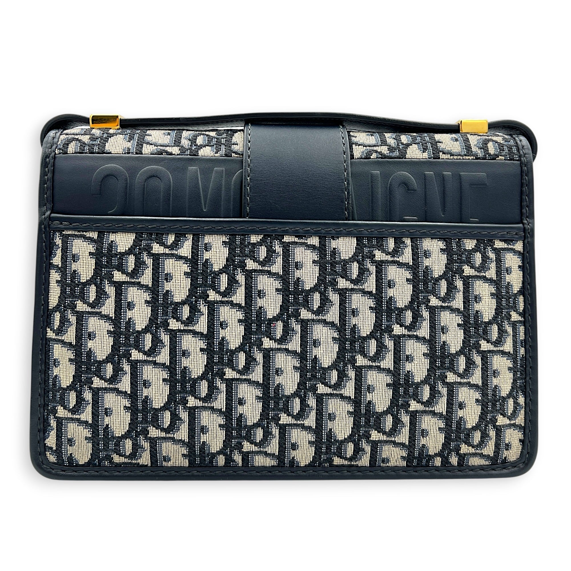 30 Montaigne Shoulder Bag Medium Blue in Jacquard, Gold hardware