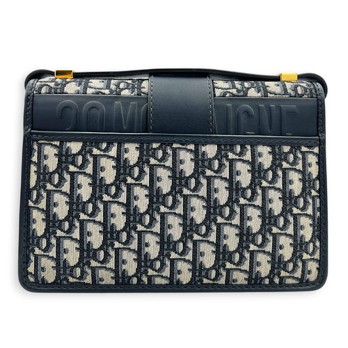 30 Montaigne Shoulder Bag Medium Blue in Jacquard, Gold hardware