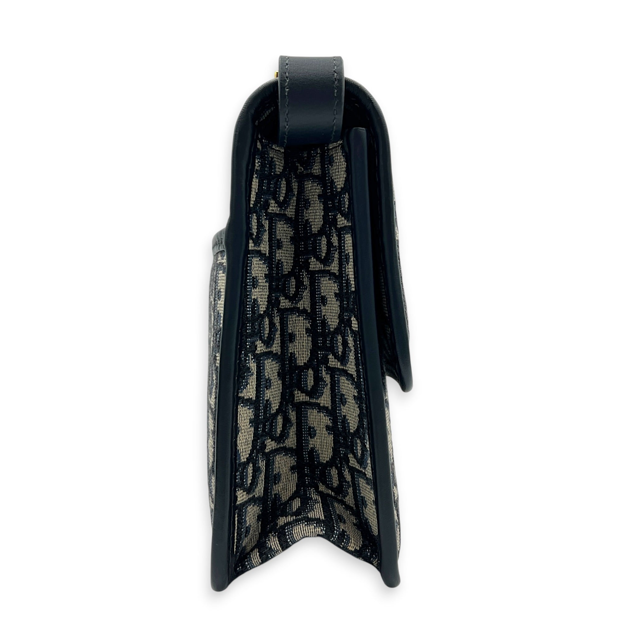 30 Montaigne Shoulder Bag Medium Blue in Jacquard, Gold hardware