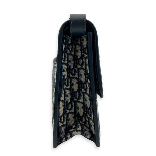 30 Montaigne Shoulder Bag Medium Blue in Jacquard, Gold hardware