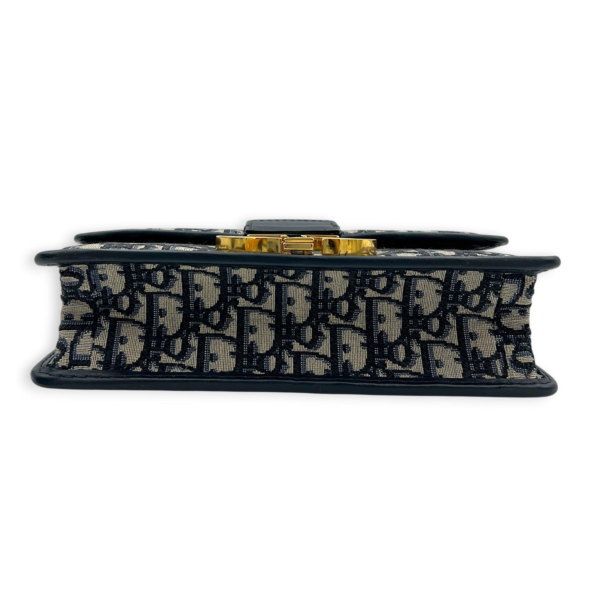 30 Montaigne Shoulder Bag Medium Blue in Jacquard, Gold hardware
