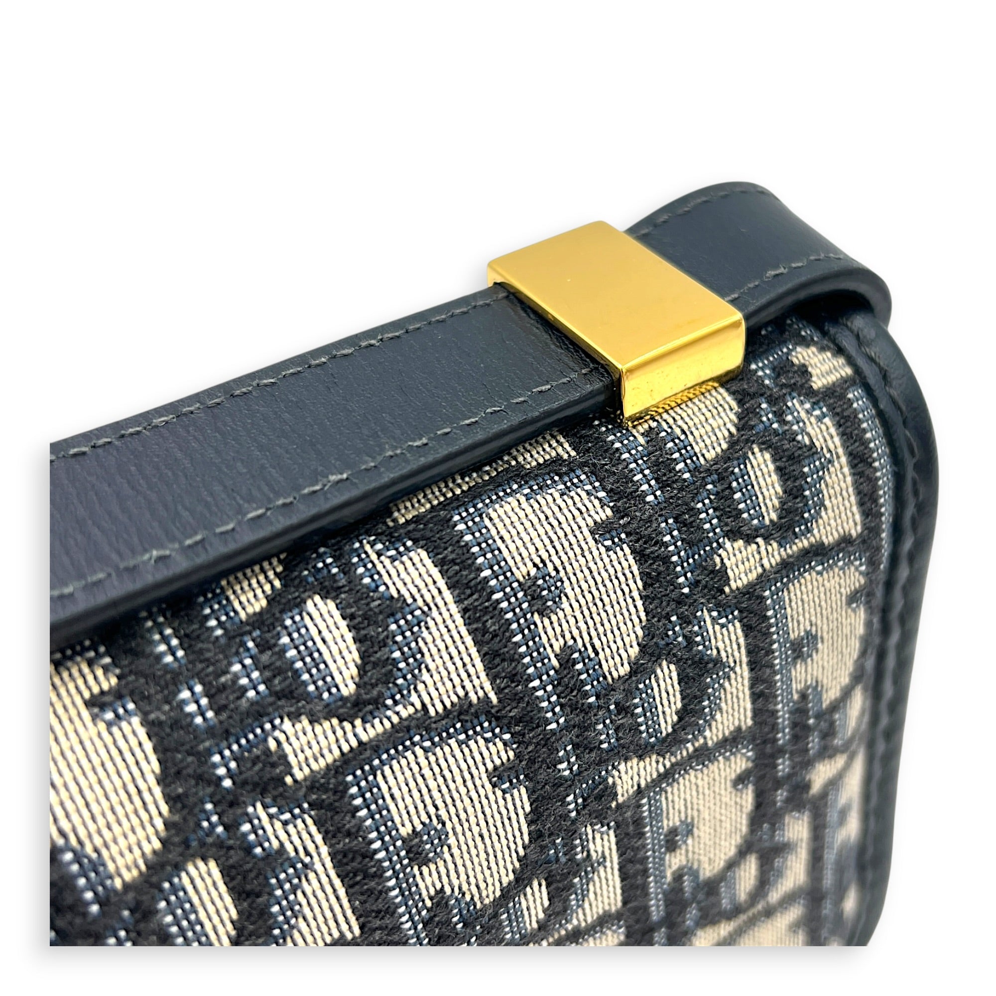 30 Montaigne Shoulder Bag Medium Blue in Jacquard, Gold hardware